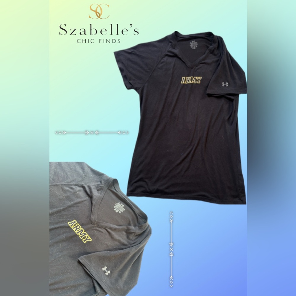Under Armour Black V‑Neck 'ARMY' Performance Tee with Gold Logo